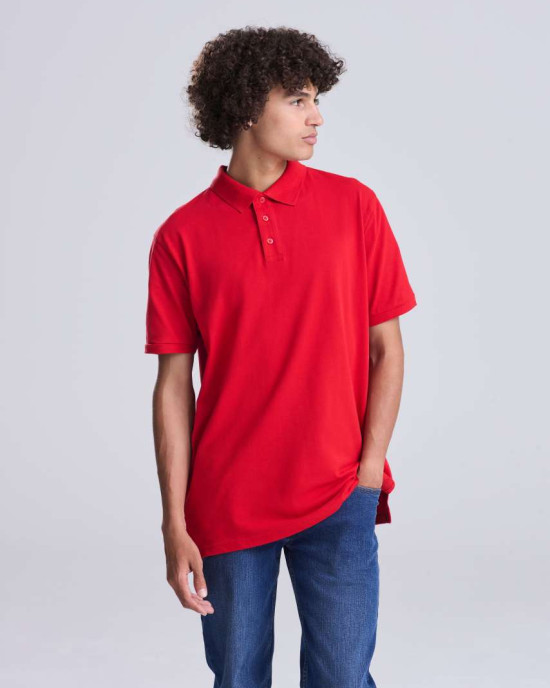 Мъжка поло тениска с яка от тъмносиньо микро пике 180 g/m2