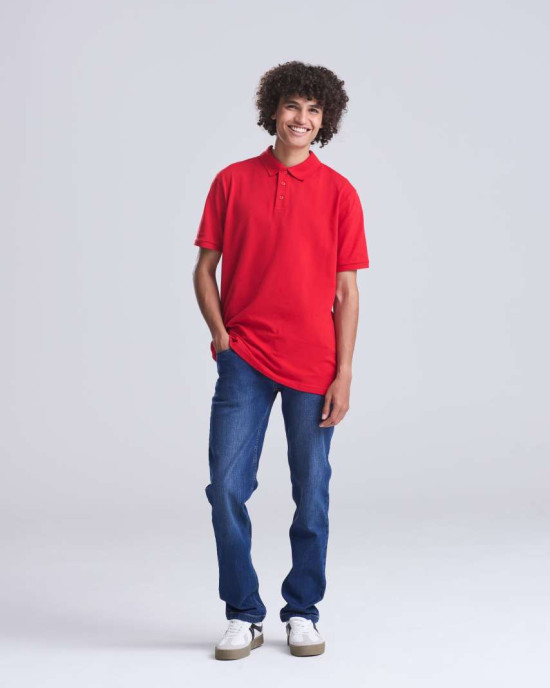 Мъжка поло тениска с яка от тъмносиньо микро пике 180 g/m2