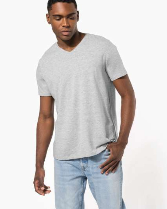 Мъжка Памучна V Тениска с Ликра (160 g/m²) – Slim Fit и OEKO-TEX® Сертификат