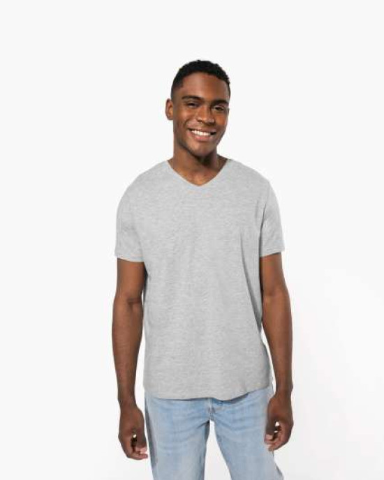 Мъжка Памучна V Тениска с Ликра (160 g/m²) – Slim Fit и OEKO-TEX® Сертификат