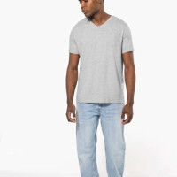 Мъжка Памучна V Тениска с Ликра (160 g/m²) – Slim Fit и OEKO-TEX® Сертификат