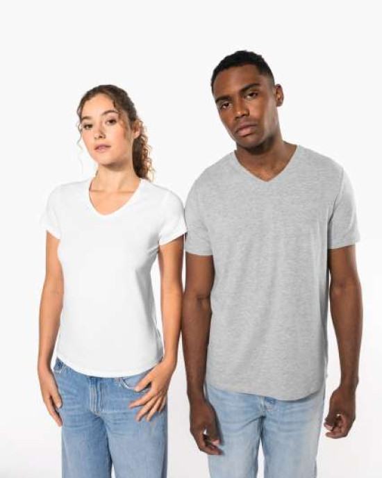 Мъжка Памучна V Тениска с Ликра (160 g/m²) – Slim Fit и OEKO-TEX® Сертификат