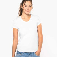 Дамска Памучна V Тениска с Ликра (160 g/m²) – Slim Fit и OEKO-TEX® Сертификат Дамска Памучна V Тениска с Ликра (160 g/m²) – Slim Fit и OEKO-TEX® Сертификат