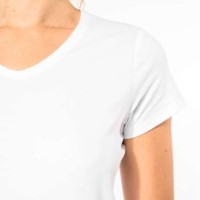 Дамска Памучна V Тениска с Ликра (160 g/m²) – Slim Fit и OEKO-TEX® Сертификат Дамска Памучна V Тениска с Ликра (160 g/m²) – Slim Fit и OEKO-TEX® Сертификат