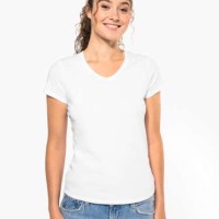 Дамска Памучна V Тениска с Ликра (160 g/m²) – Slim Fit и OEKO-TEX® Сертификат Дамска Памучна V Тениска с Ликра (160 g/m²) – Slim Fit и OEKO-TEX® Сертификат