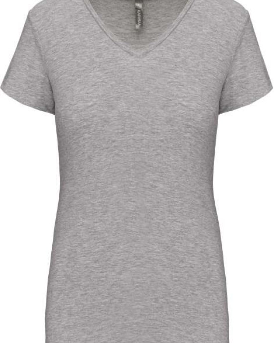 Дамска Памучна V Тениска с Ликра (160 g/m²) – Slim Fit и OEKO-TEX® Сертификат