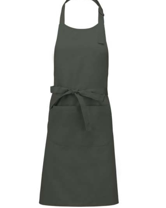Дълга готварска престилка POCKET APRON с голям преден джоб и метална катарама