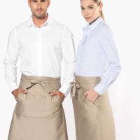 Средно дълга деним престилка POLY APRON с три джоба и регулируеми връзки