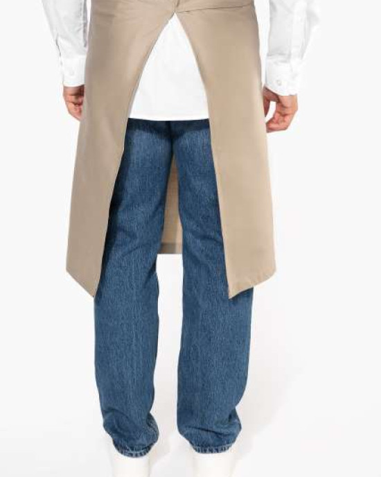 Средно дълга деним престилка POLY APRON с три джоба и регулируеми връзки