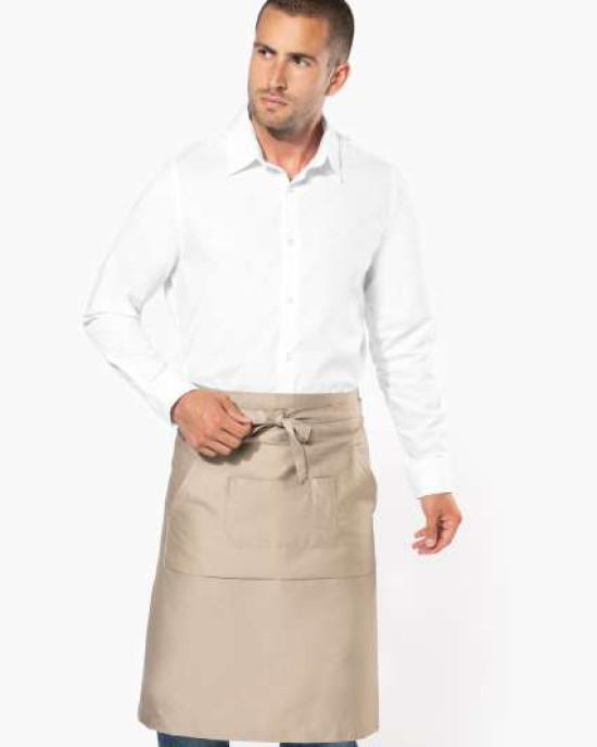 Средно дълга деним престилка POLY APRON с три джоба и регулируеми връзки