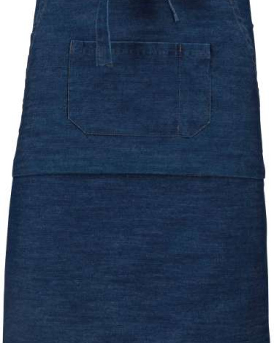 Средно дълга деним престилка POLY APRON с три джоба и регулируеми връзки