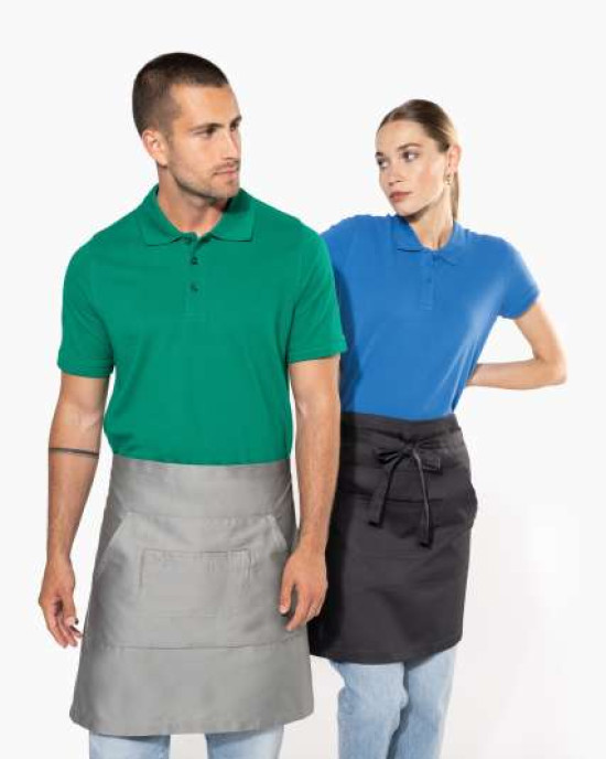 Средно дълга деним престилка MID APRON с три джоба и регулируеми връзки