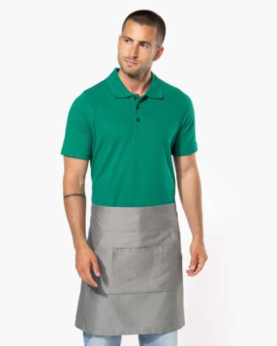 Средно дълга деним престилка MID APRON с три джоба и регулируеми връзки