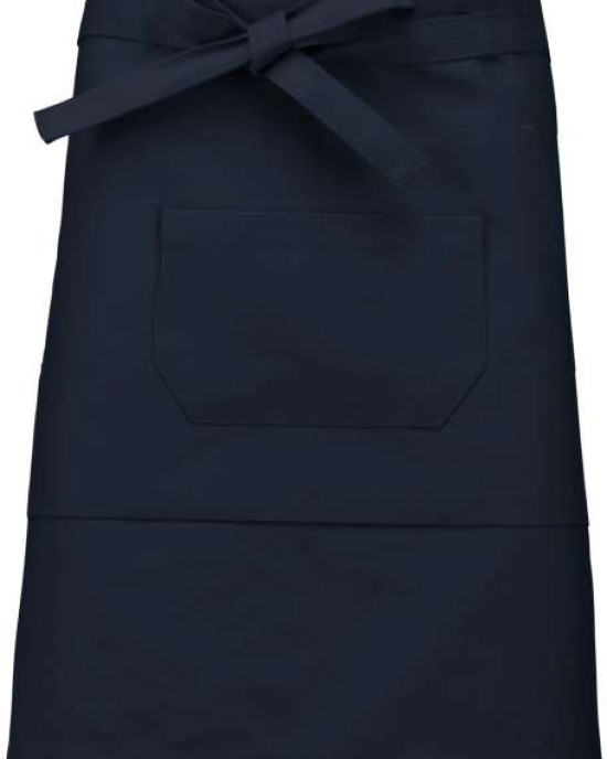 Средно дълга деним престилка MID APRON с три джоба и регулируеми връзки