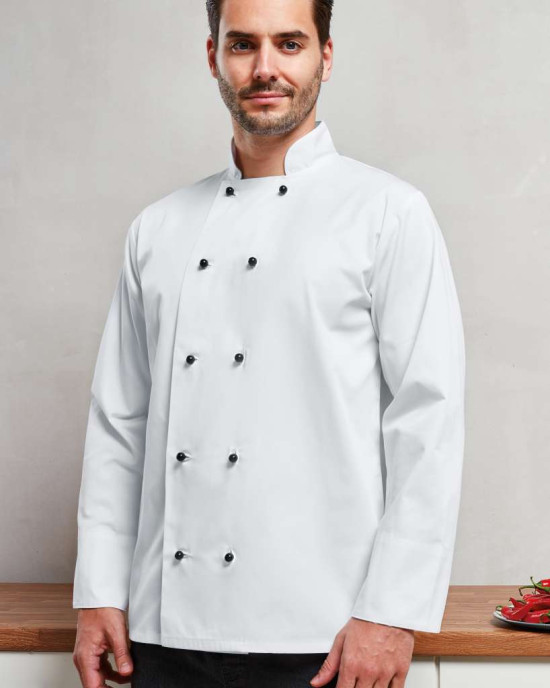 Средно дълга деним престилка POLY APRON с три джоба и регулируеми връзки