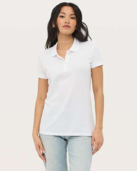 Вталена дамска тениска тип лакоста SOL'S PERFECT 100% памук пике.